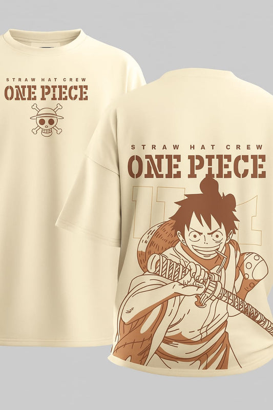 Oversized T-shirt For Men back printed one piece anime.