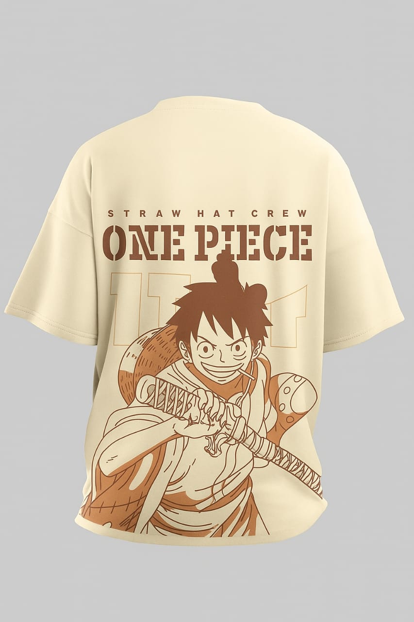 Oversized T-shirt For Men back printed one piece anime.